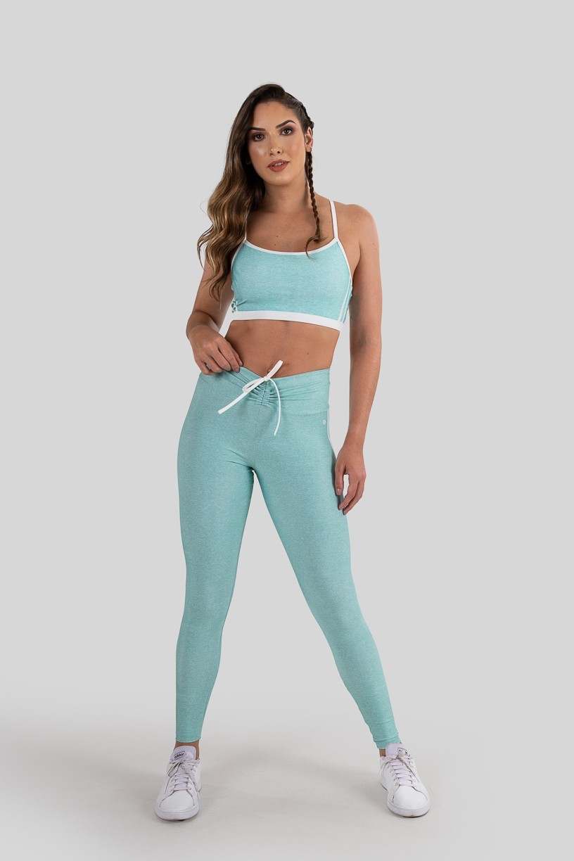 Calça Legging com Cadarço Estampa Digital (Sport Stripes Green)  Ref K3237-B