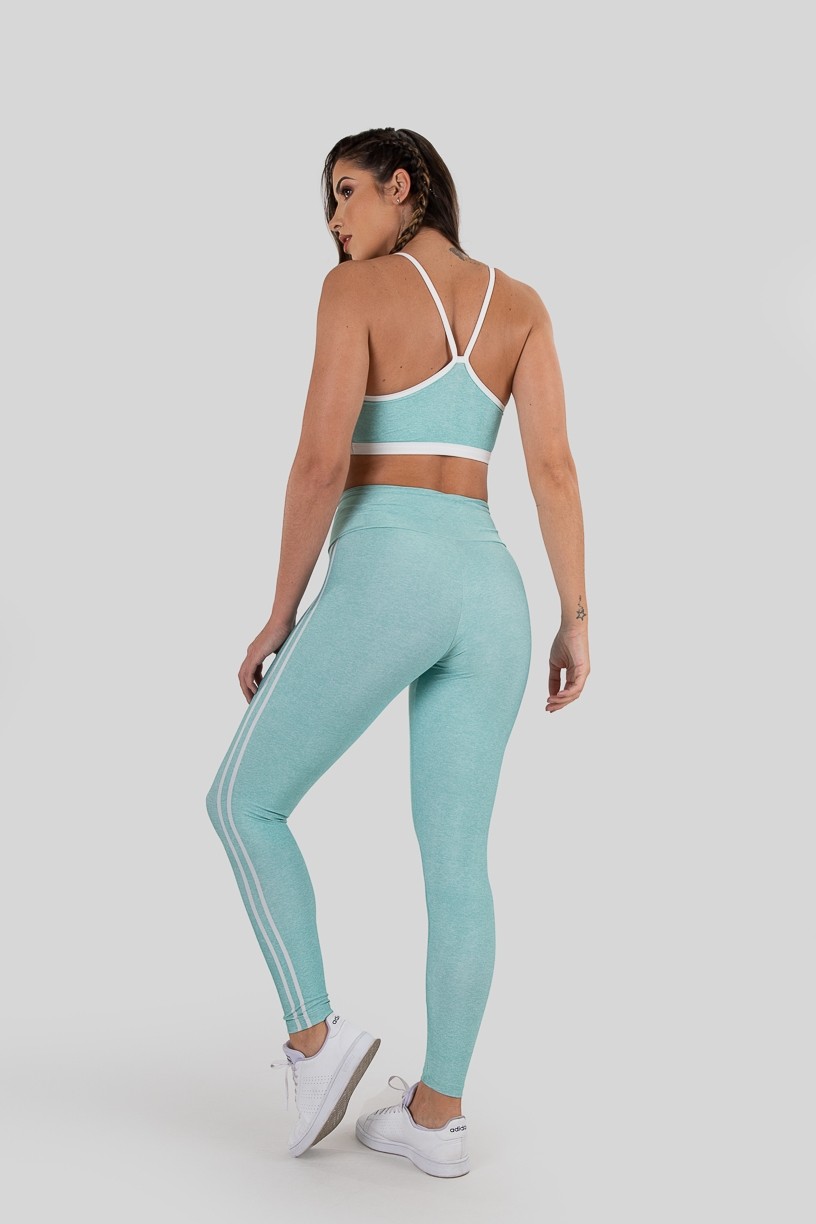 Calça Legging com Cadarço Estampa Digital (Sport Stripes Green)  Ref K3237-B