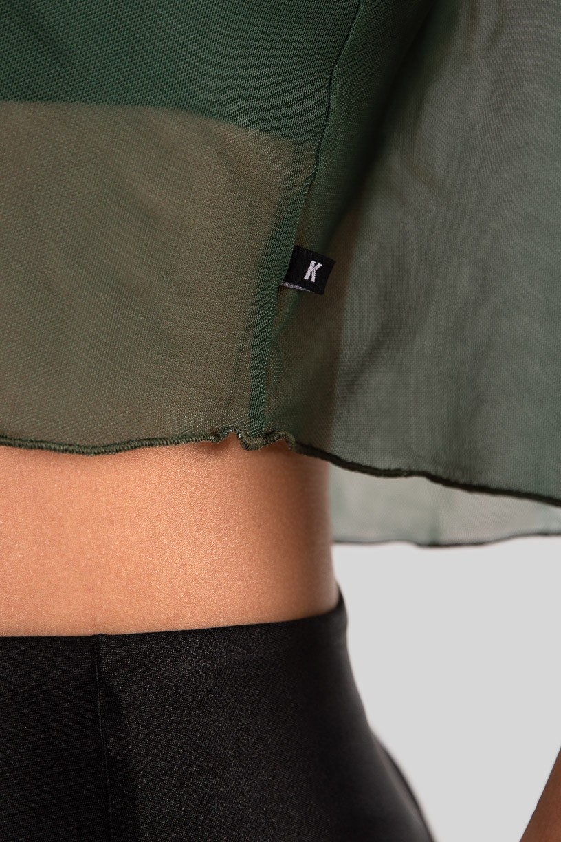 Cropped Camiseta de Tule (Verde Militar)  Ref K3206-G