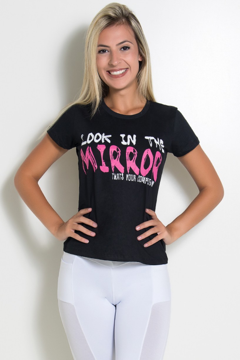 Camiseta Feminina Look In The Mirror (Preto) | Ref: KS-F702-001