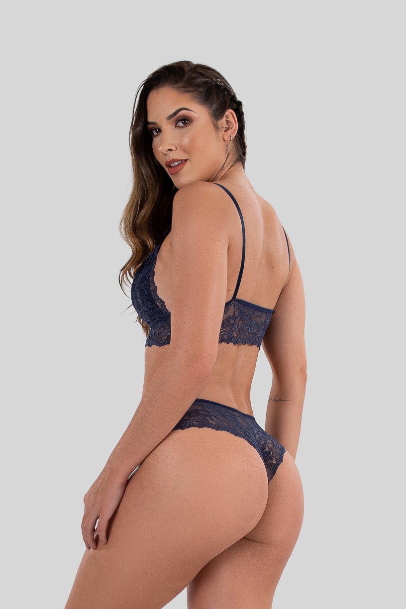 Conjunto Lingerie Manu (Azul Marinho) | Ref: P04-6-B