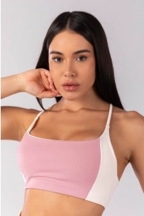 Top com Recortes Contrastantes (Rosa Claro / Off-White) | Ref: K4118-B