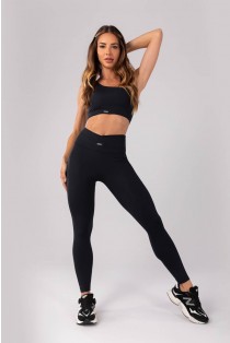 Calça Legging sem Gancho com Cós Transpassado (Preto) | Ref: K4170-A