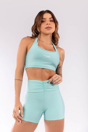 Conjunto feminino fitness short + top mint verde