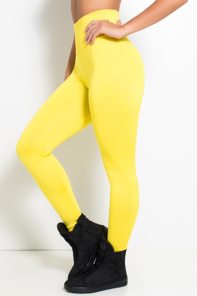 Legging Color Block – Marinho com Amarelo – Use Stamina
