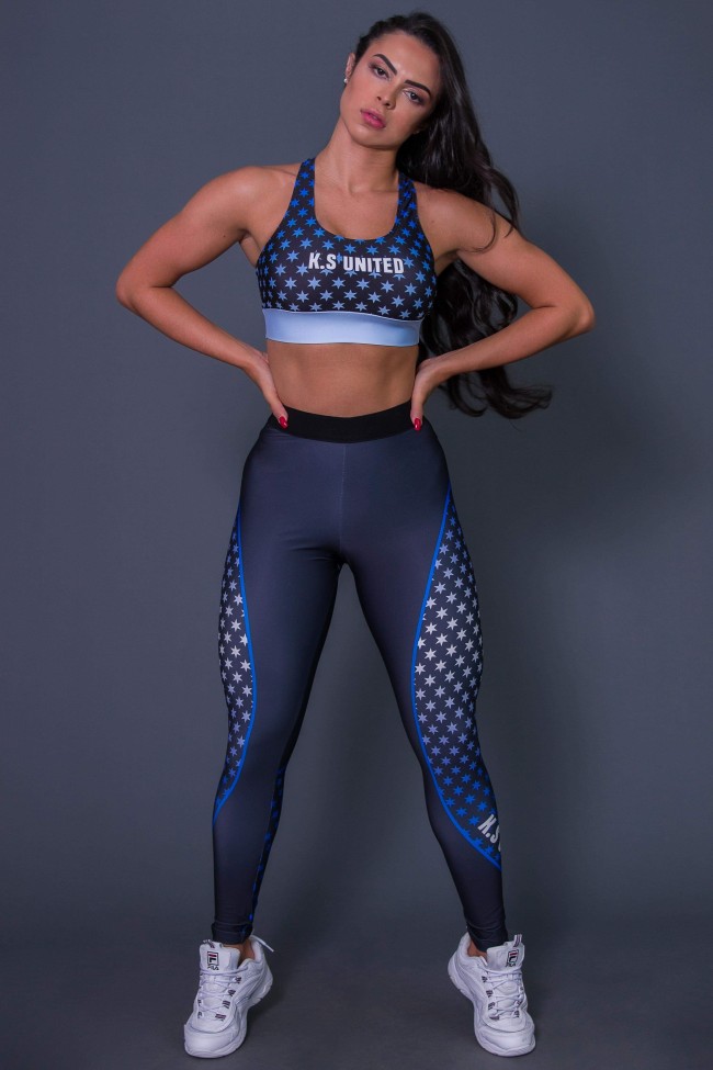 Raquete Mania > Calça Legging Vestem Fusô 217 Fit Chic > Azul e Roxo