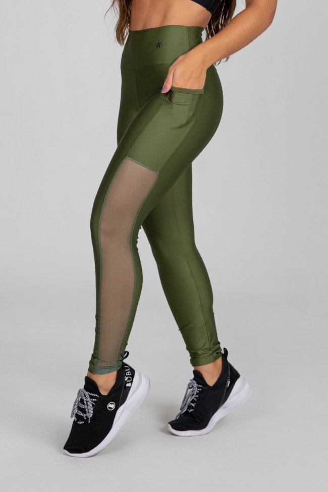 Compre a sua Calça Legging Feminina Verde Militar New Basic Com Bolso na  Venari