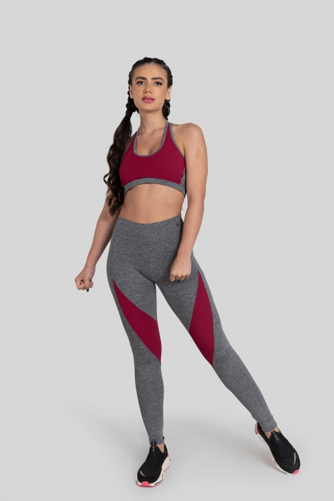 Calça Feminina Legging Recorte - Alto Giro - Vinho - Oqvestir