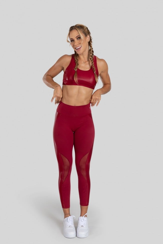 Calça Feminina Legging Recorte - Alto Giro - Vinho - Oqvestir