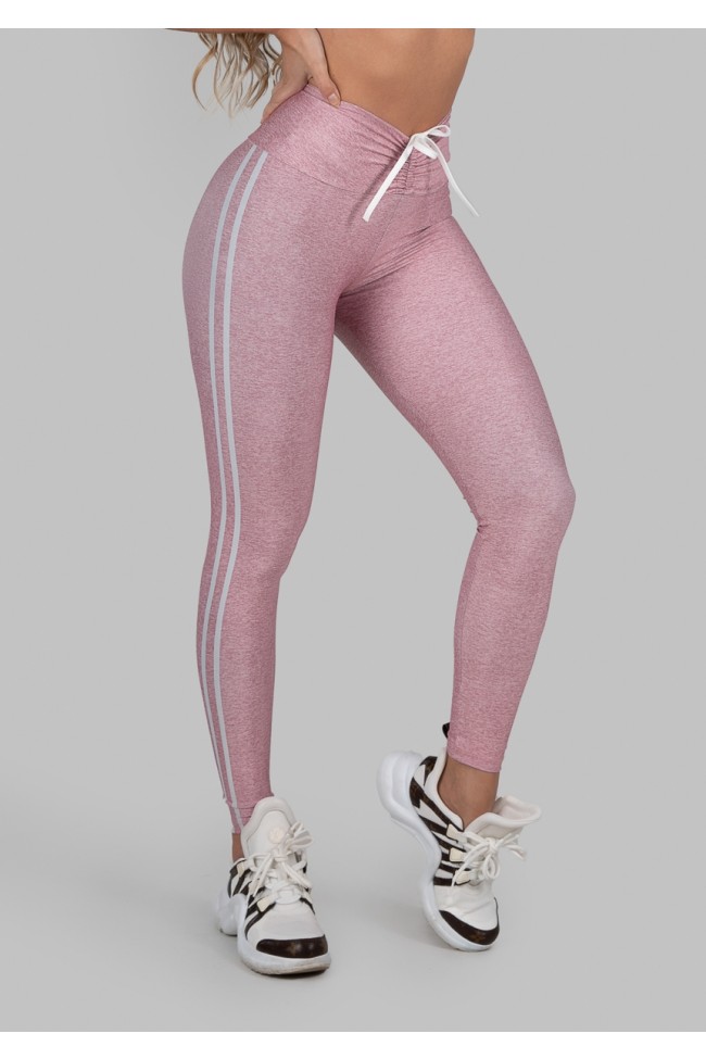 Calça Legging Estampa Digital com Cós Franzido e Cadarço (Sport Stripes  Pink), Ref: K2997-B